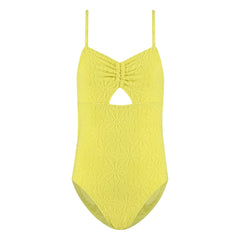 Beachlife - Bañador fruncido con textura floral | Amarillo
