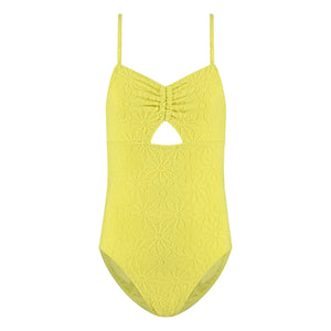 Beachlife - Bañador fruncido con textura floral | Amarillo