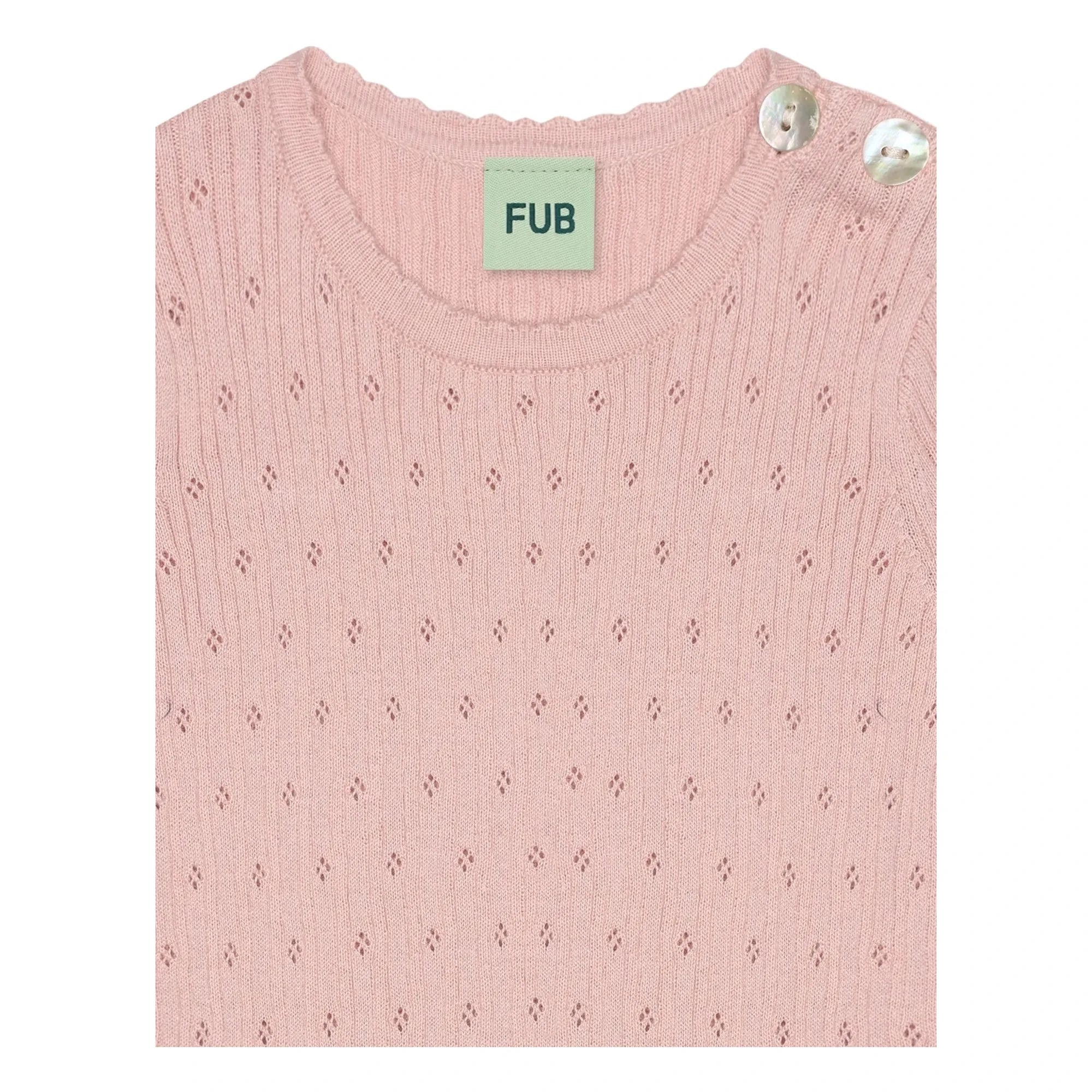 FUB - Body de punto fino de algodón orgánico Pointelle | Rosa claro