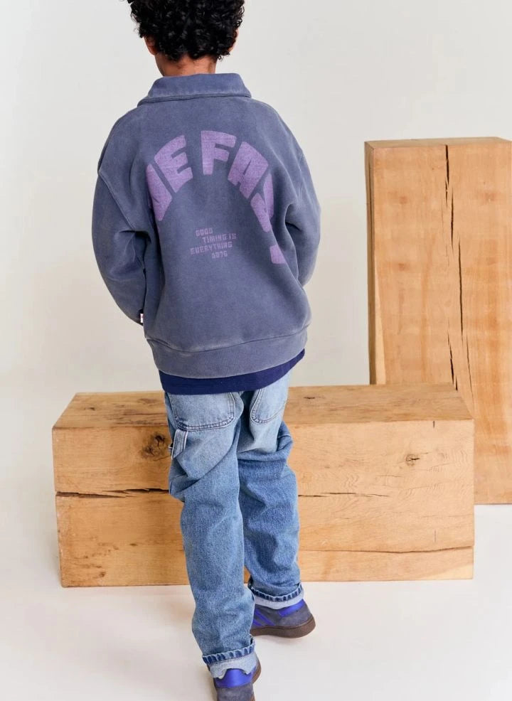 AO76 - Sudadera de Polo de Cuello con Algodón Reciclado | Gris Carbón