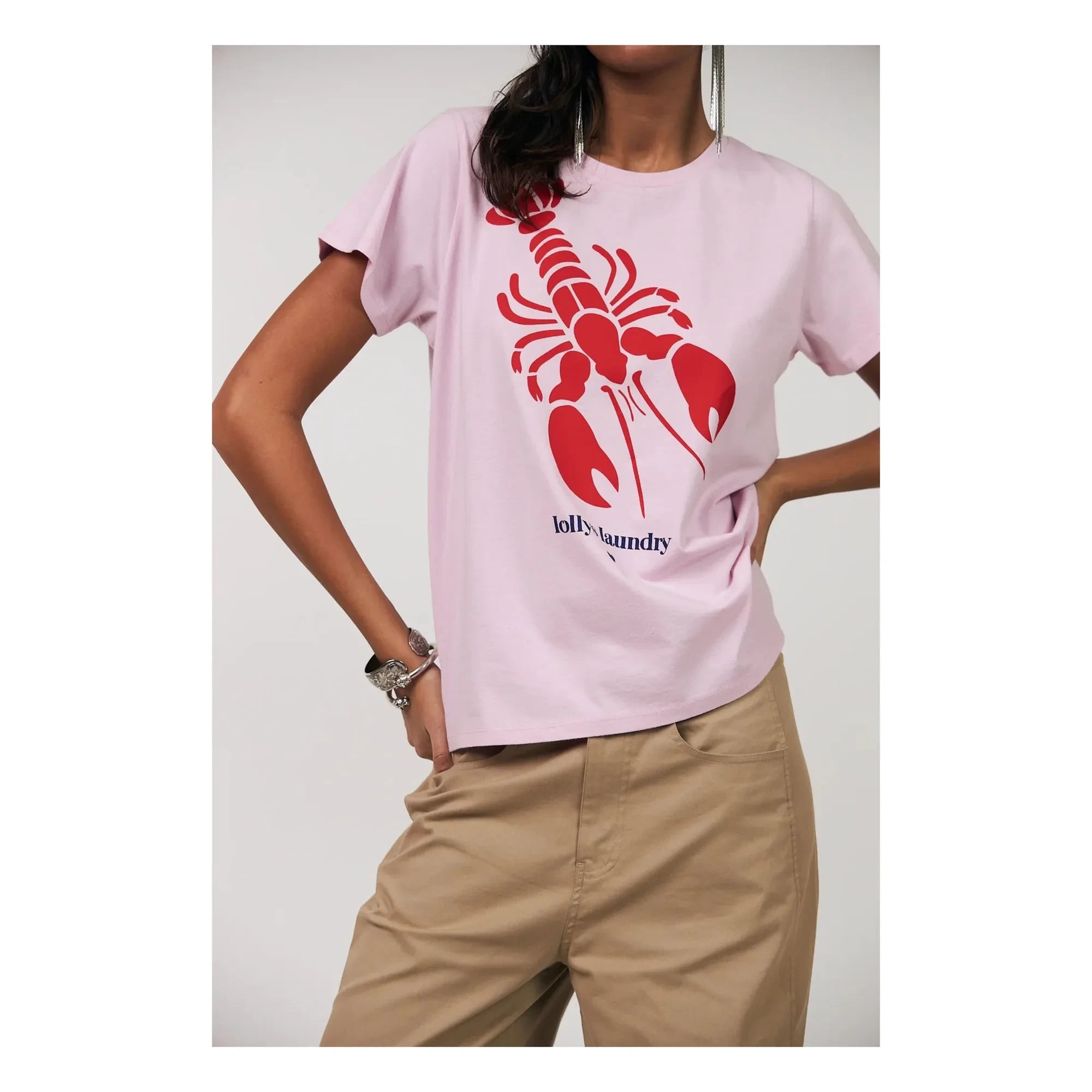 Lollys Laundry - Camiseta de algodón Roma Lobster | Rosa