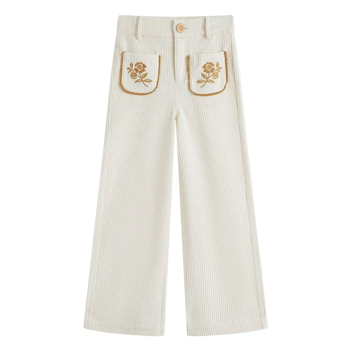 C'era Una Volta - Pantalón con Bolsillos Bordados Serena | Crema