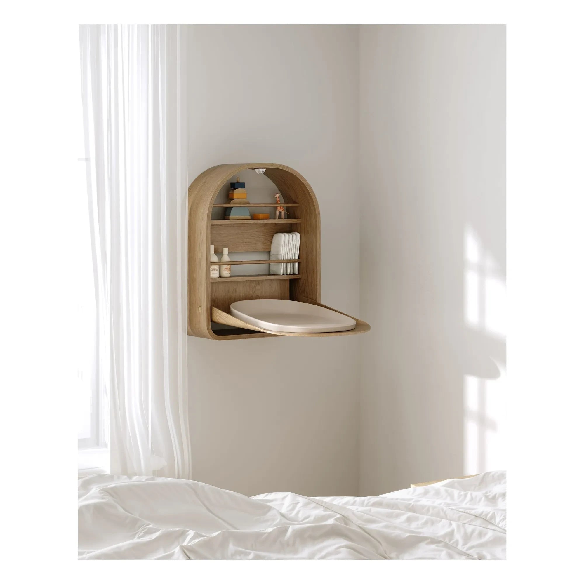 KAS Copenhagen - Cambiador de pañales Kai para montar en la pared | Roble