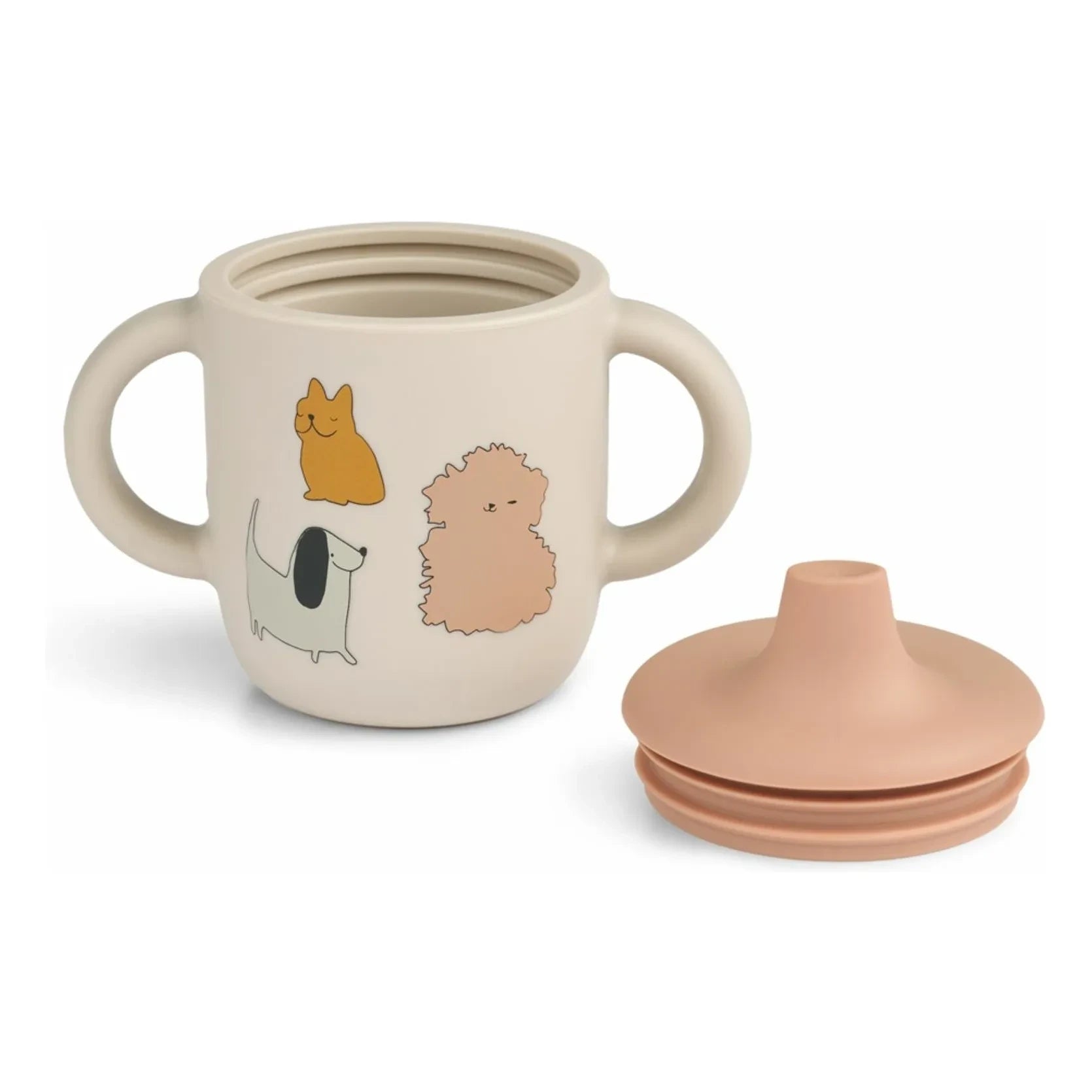 Liewood - Vaso de aprendizaje de silicona Neil | Gatos y perros/Color arena