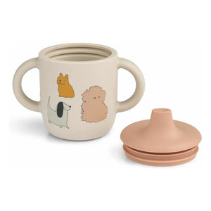 Liewood - Vaso de aprendizaje de silicona Neil | Gatos y perros/Color arena