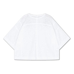 Repose AMS - Blusa con botones en la espalda de algodón orgánico Anglaise bordado | Blanco