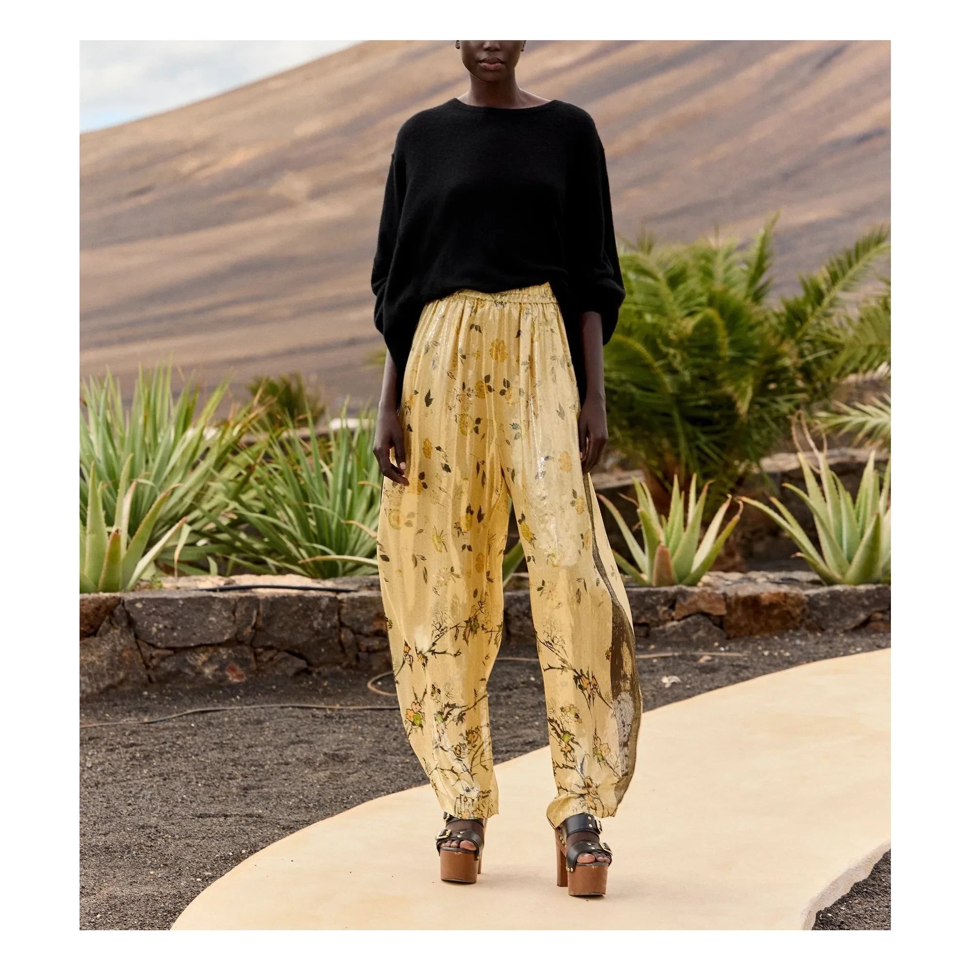 Mes Demoiselles - Pantalones metálicos de seda Juliette | Oro