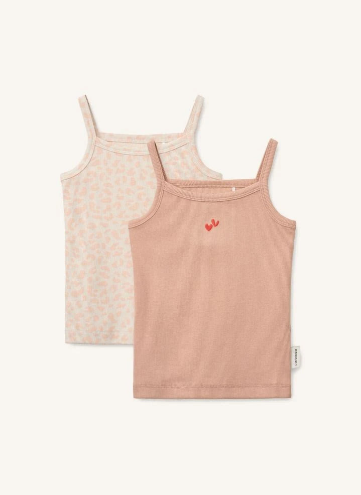 Liewood - 2 piezas de camisetas de tirantes Naomi Leopardo de algodón orgánico | Rosa claro