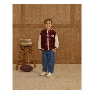 Rylee + Cru - Chaqueta Bomber de Terciopelo Varsity | Burdeos
