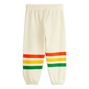 Mini Rodini - Jogger de oso a rayas de algodón orgánico | Crudo