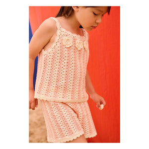 Louise Misha - Top de malla a rayas Larya | Rosa