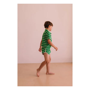 We Are Kids - Juju Shorts de toalla de algodón orgánico a rayas | Verde