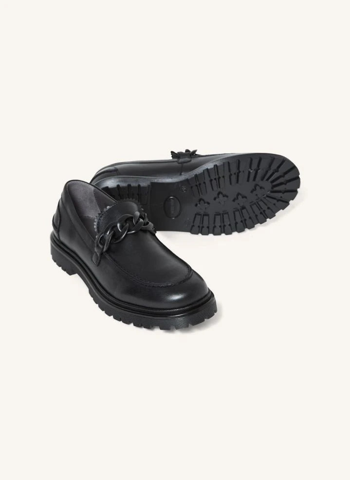 Angulus - Mocasín con hebilla de cadena | Negro