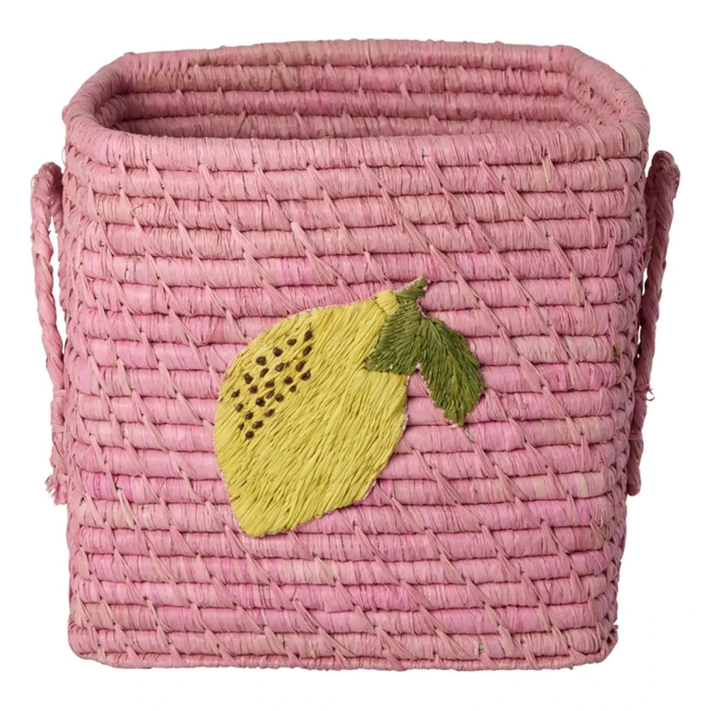 Rice - Cesto de almacenamiento de rafia Limón | Rosa