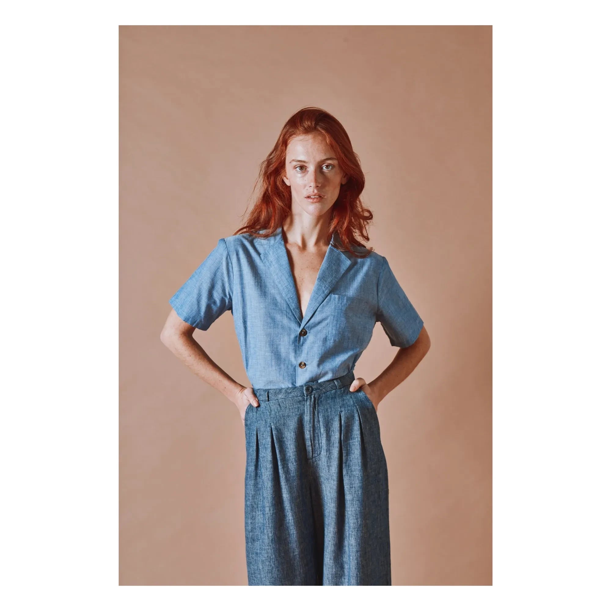 Emile et Ida - Blusa de cambray de algodón azul