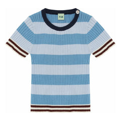 FUB - Camiseta de rayas de punto de algodón orgánico | Azul