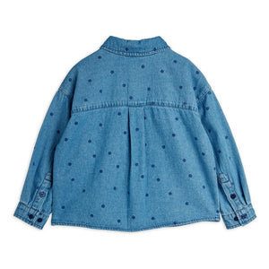 Mini Rodini - Camisa vaquera de lunares de algodón orgánico | Azul