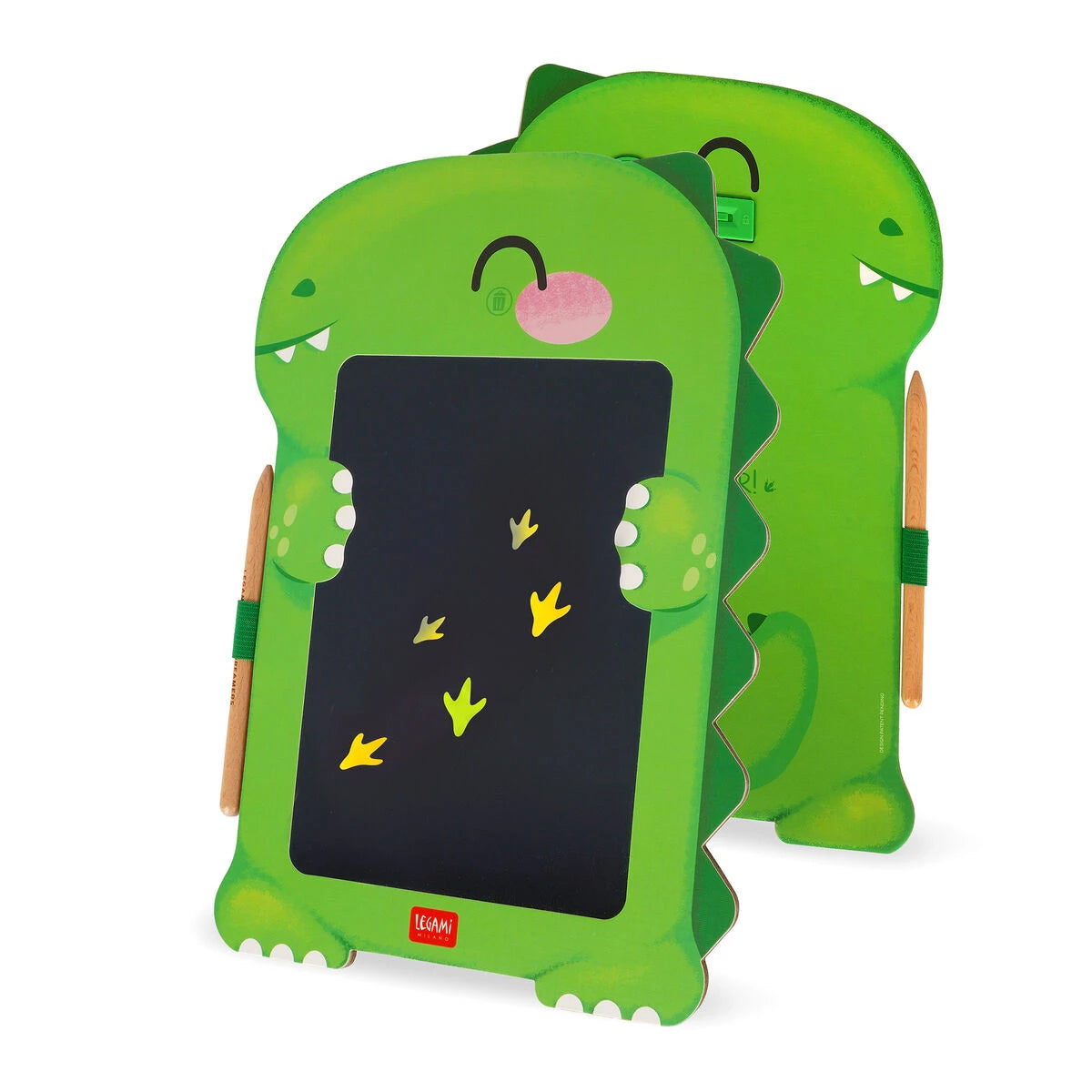 Legami - Tabla de Dinosaurio Portátil LCD en Cartón - Pizarra Mágica de Bocetos