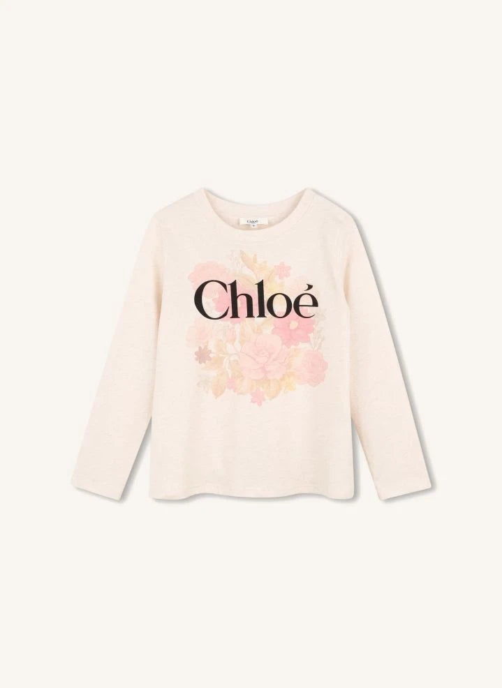 Chloé - Camiseta Chiné Chloé Flowers Algodón Orgánico | Ecru