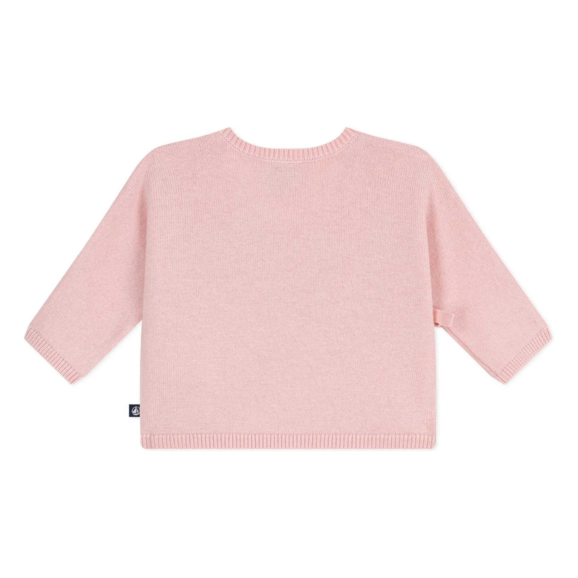 Petit Bateau - Cárdigan cruzado de punto pointelle de lana | Rosa