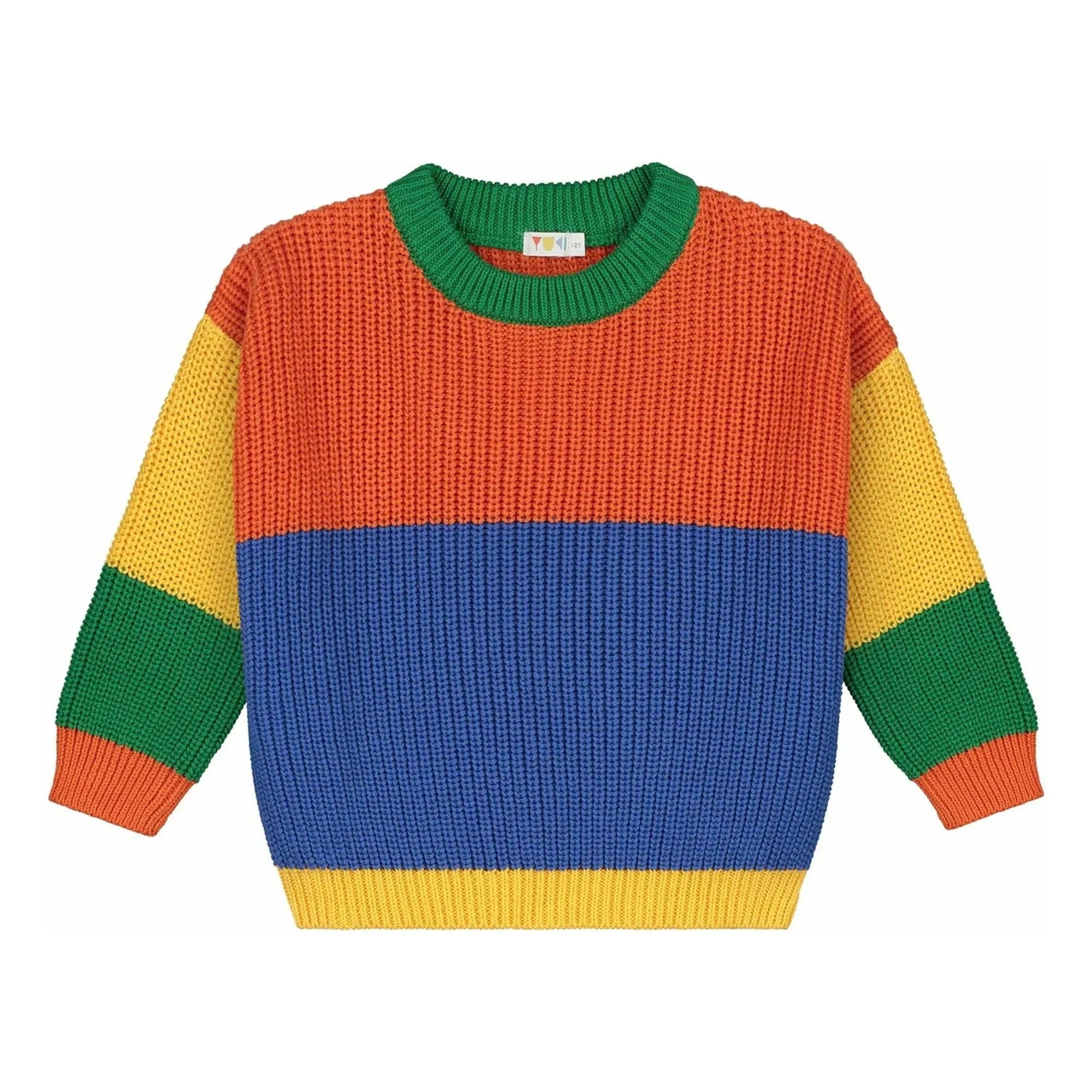 Yuki - Jersey de Algodón Orgánico con Bloques de Color | Naranja