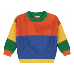 Yuki - Jersey de Algodón Orgánico con Bloques de Color | Naranja