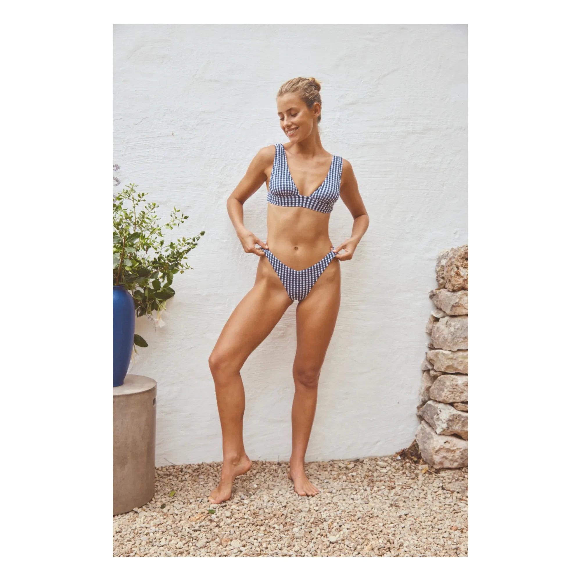 Anja Paris - Parte inferior de bikini Le Canon Vichy | Azul marino