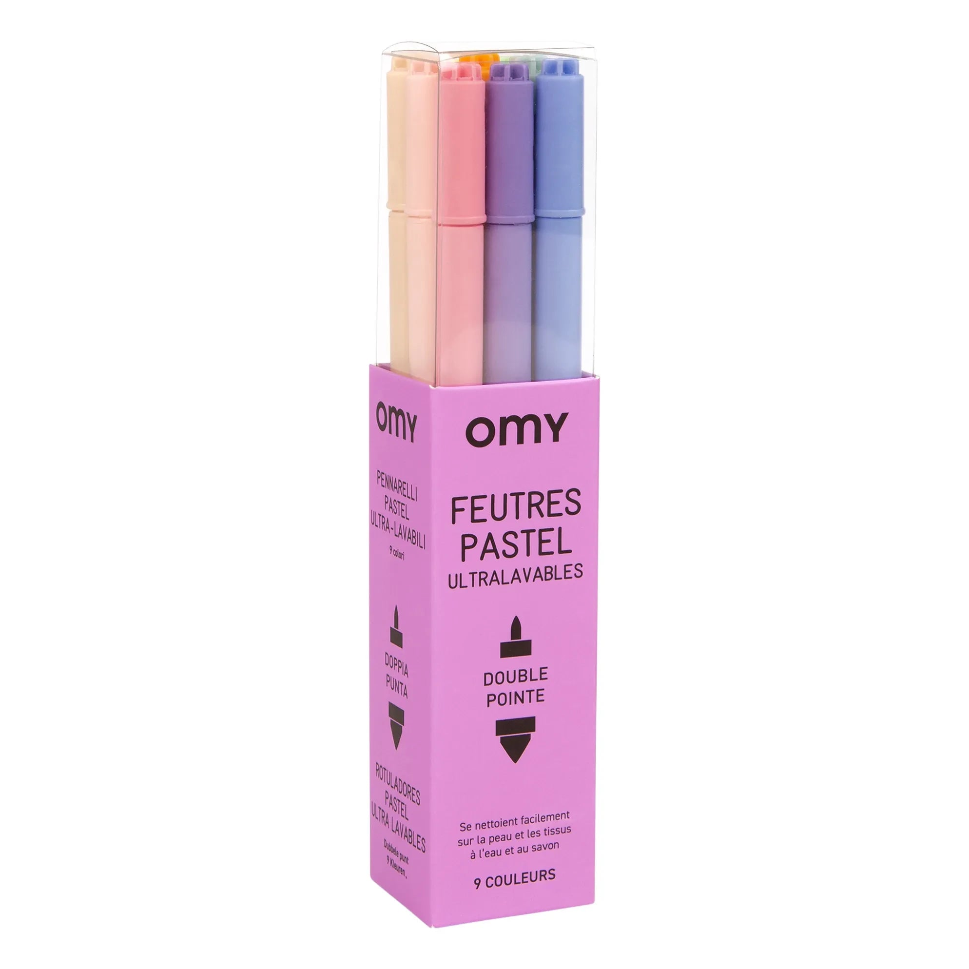 Omy - 9 rotuladores de fieltro de colores pastel | Morado