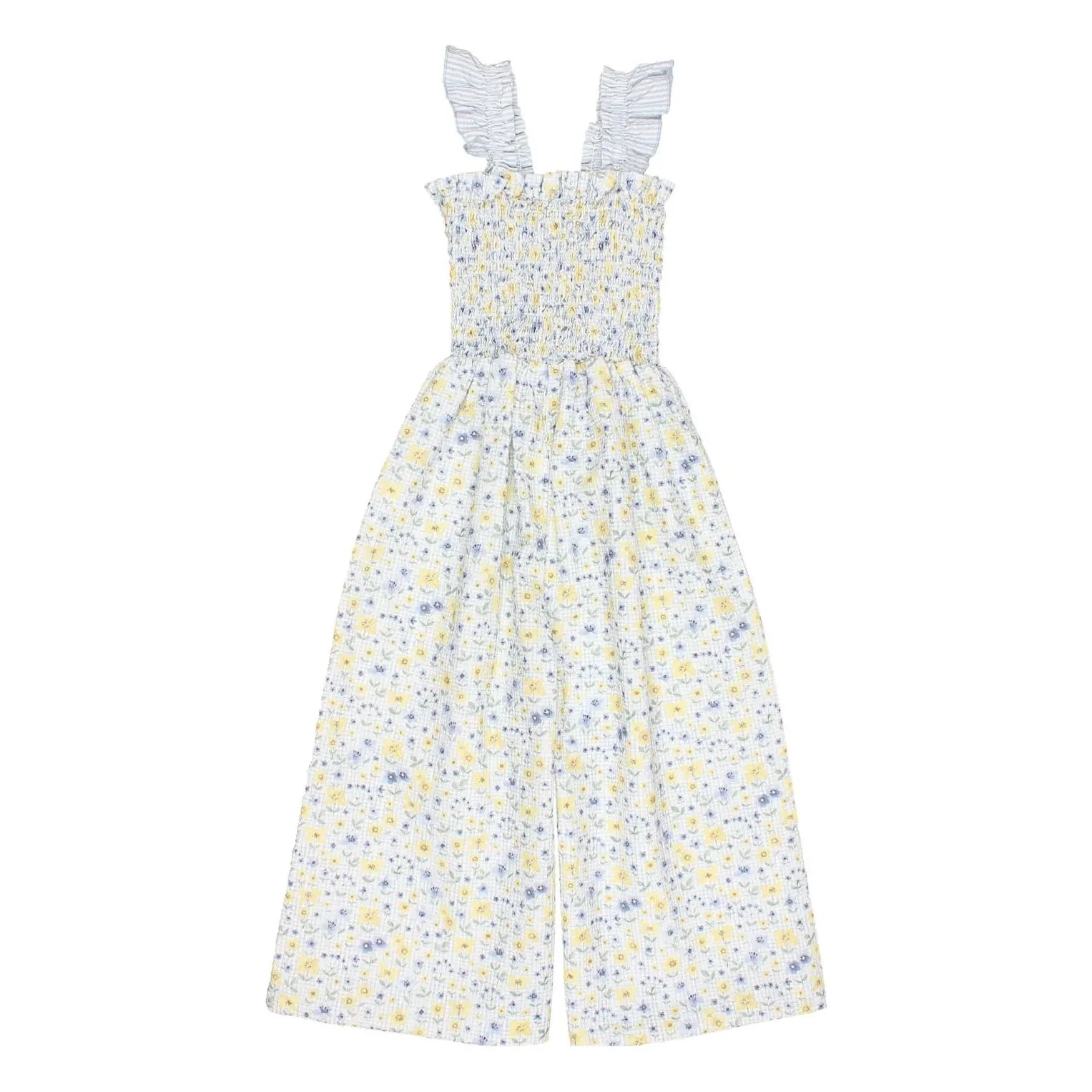 Búho - Mono de seersucker con estampado floral | Azul claro