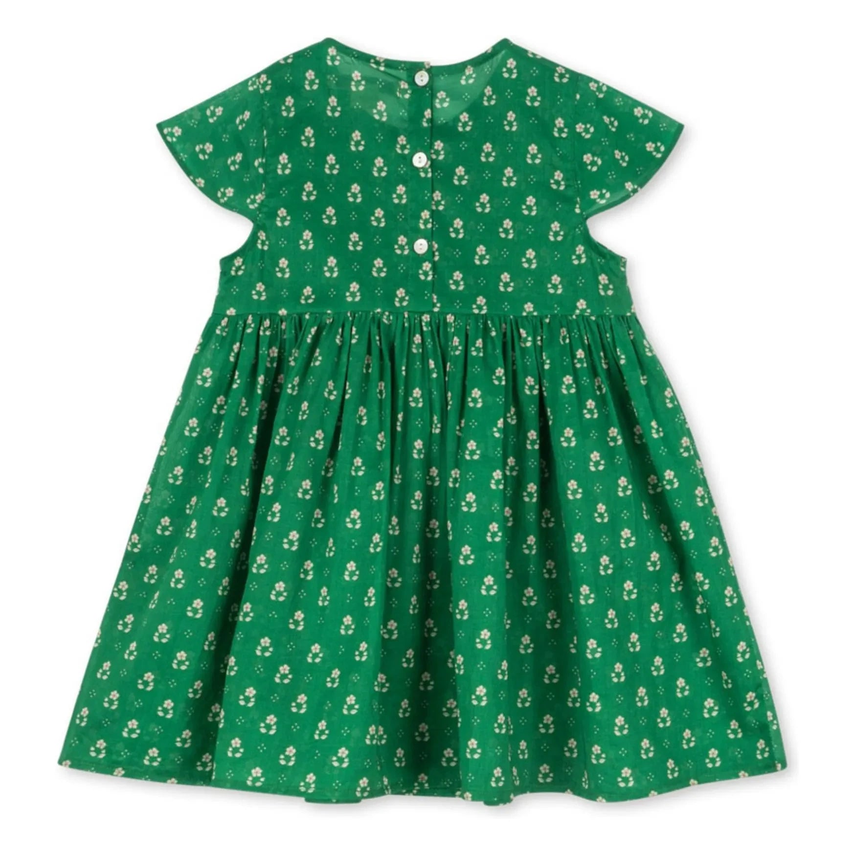 Konges Sløjd - Vestido Fruncido de Algodón Orgánico | Verde