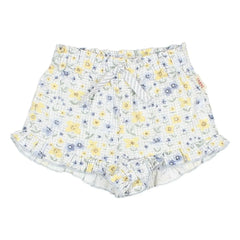 Búho - Pantalón corto para bebé seersucker floral | Azul claro