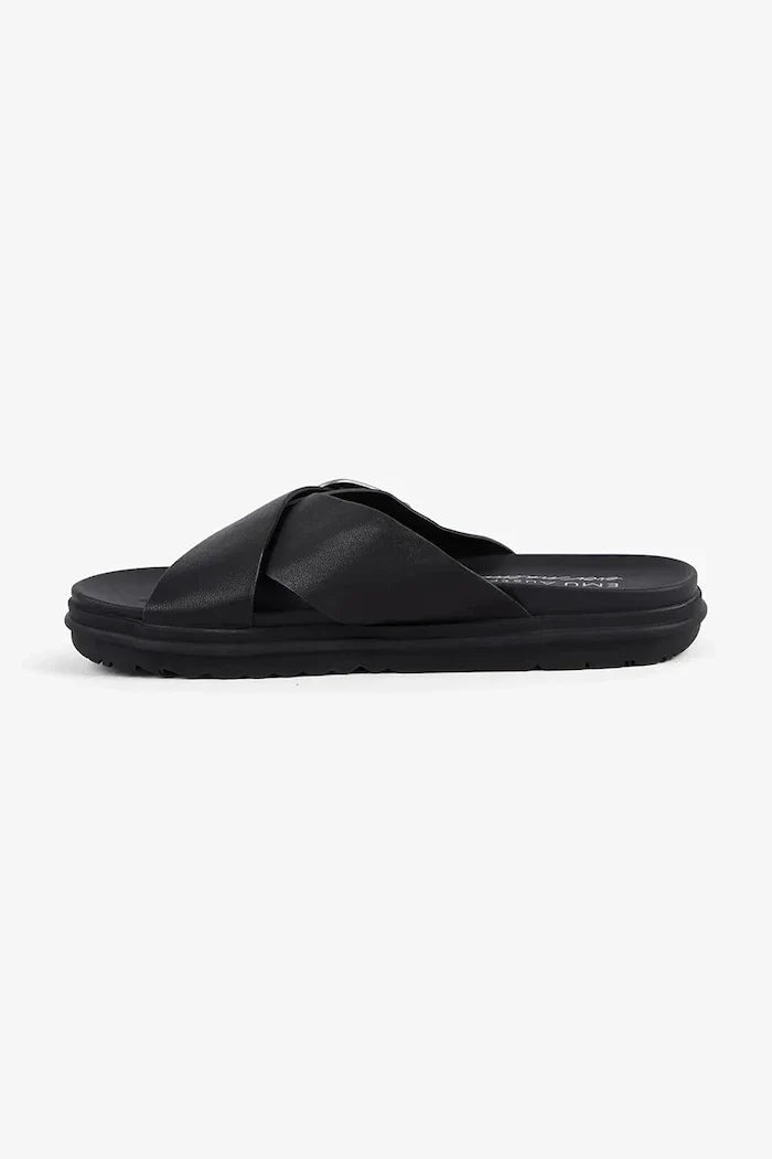 Emu Australia sandalias planas de piel para mujer Ebony