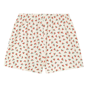 Tinycottons - Pantalones cortos abullonados Roses de algodón orgánico | Blanco