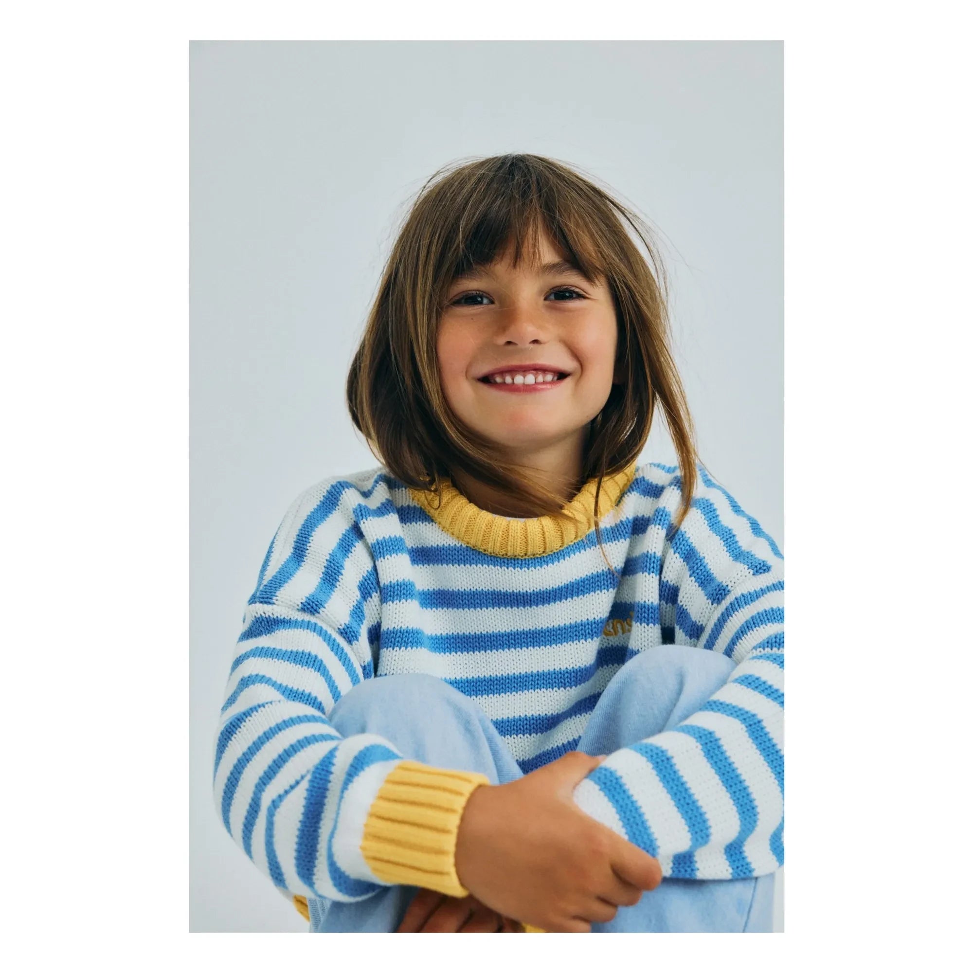 the new society - Jersey Rayado Marigold | Azul Claro