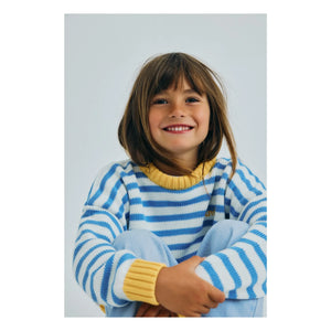 the new society - Jersey Rayado Marigold | Azul Claro