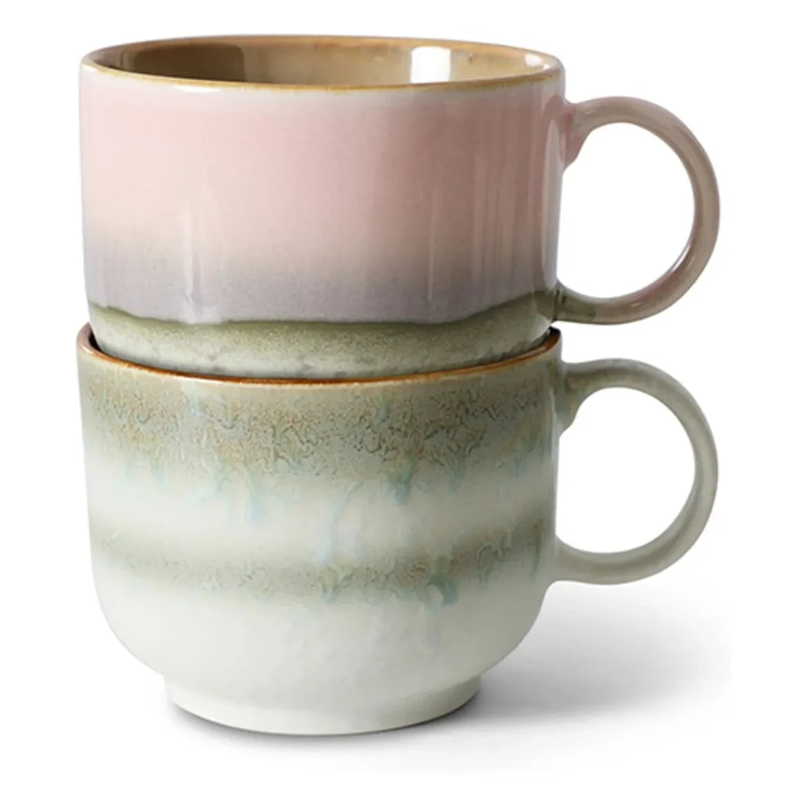 HKliving - Tazas de gres - Juego de 2 | Rosa