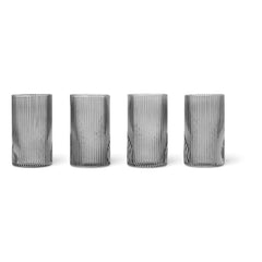 Ferm Living - Ripple Cam Bardak Seti - 4'lü | Gri