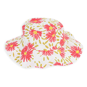 Petit Bateau - Sombrero de ala ancha de algodón orgánico con estampado floral | Crudo
