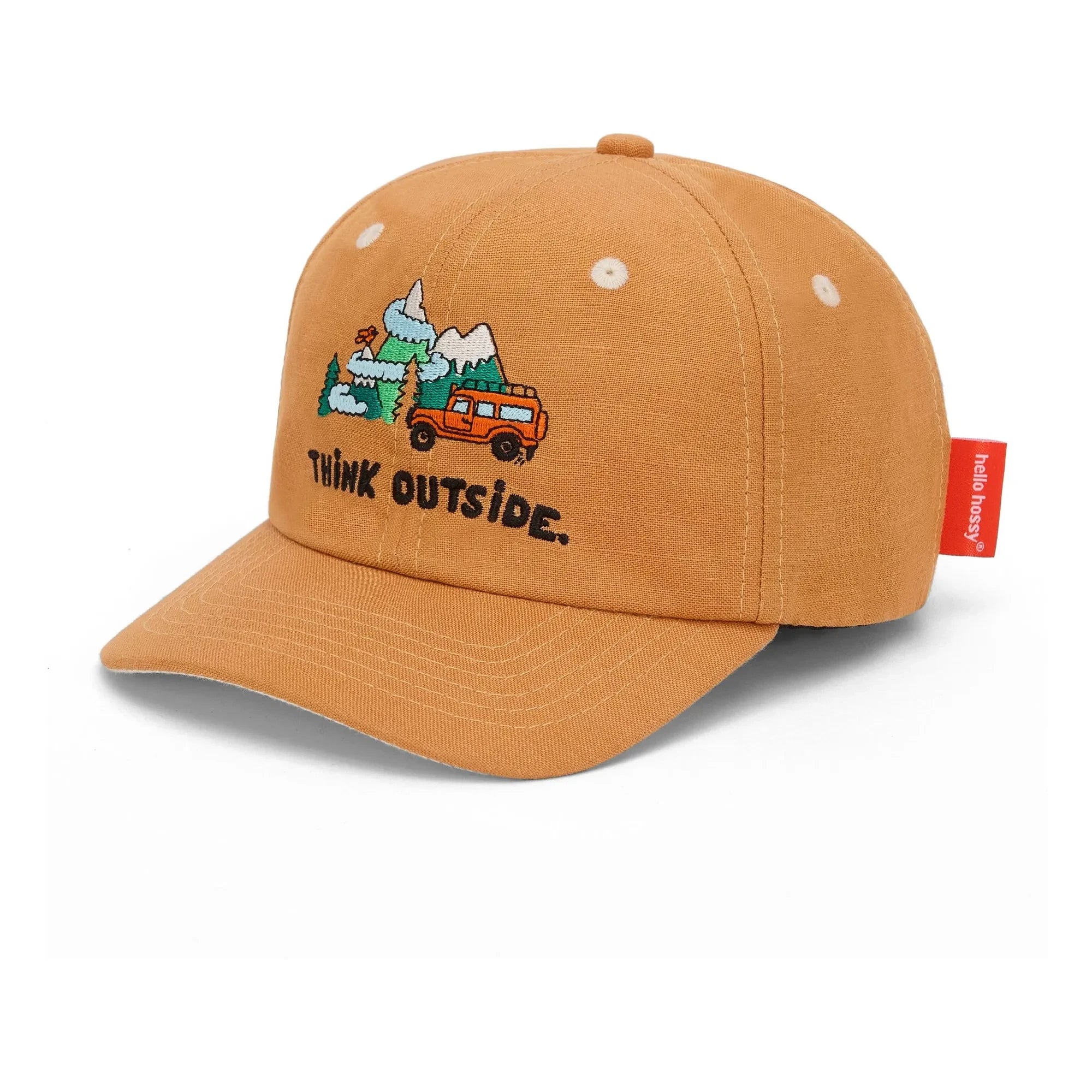 Hello Hossy - Gorra con visera curvada de lino | Camel