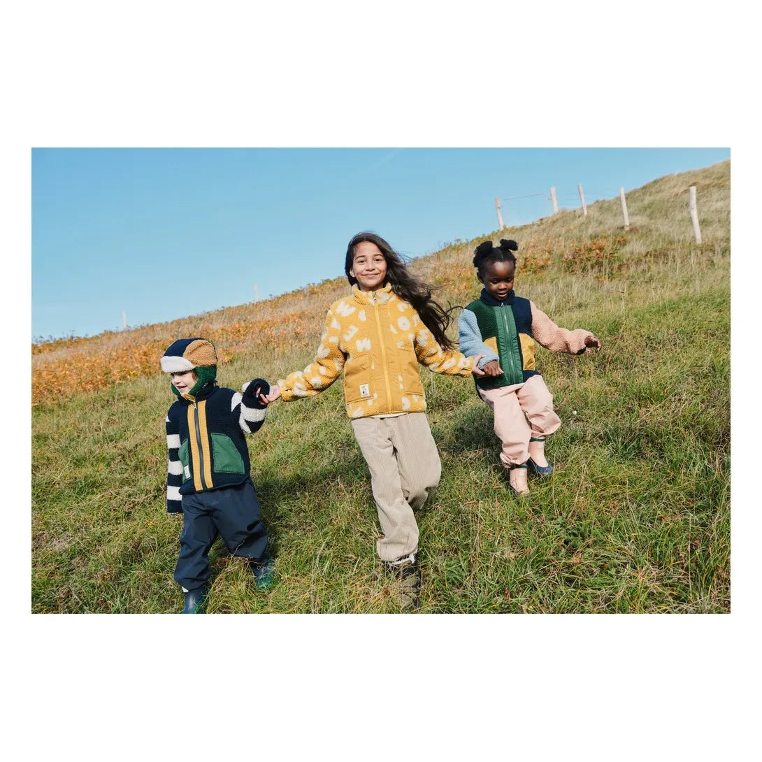 Liewood - Chaqueta estilo sherpa a rayas Noam, hecha de fibras recicladas | Azul marino
