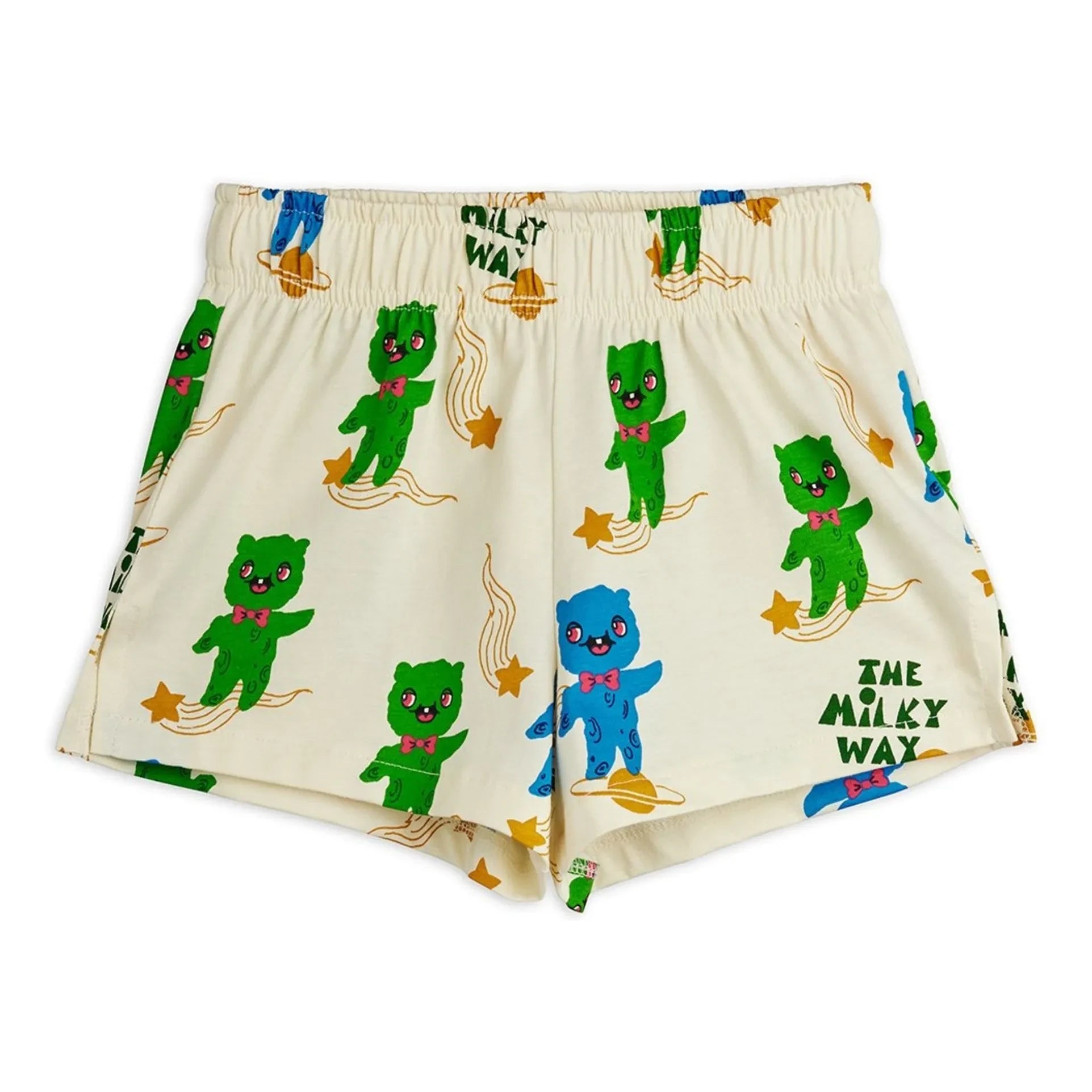 Mini Rodini - Pantalones Cortos de Algodón Orgánico Aliens | Crudo