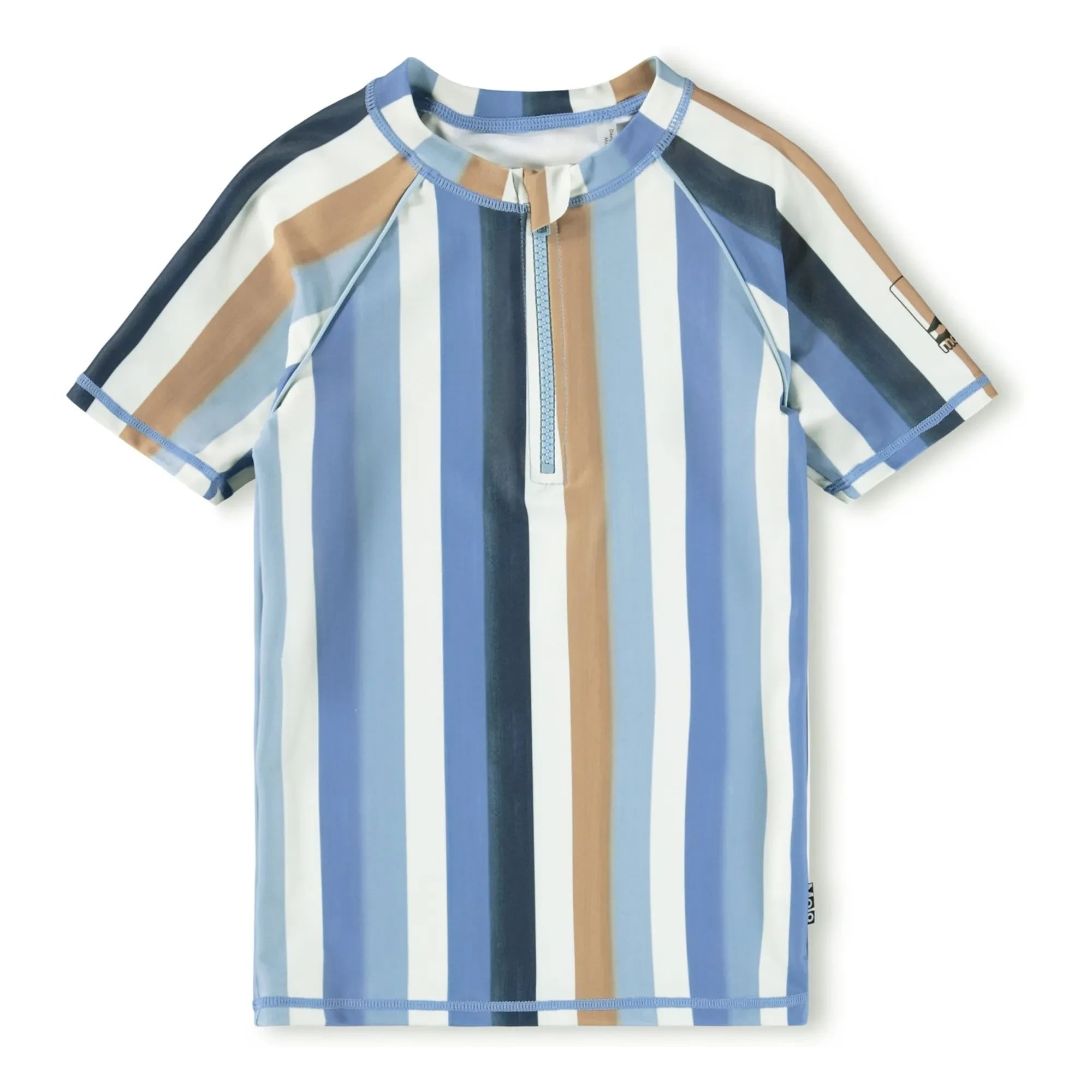Molo - Noble SS Camiseta de Manga Corta con Rayas y Protección UV, Fibras Recicladas | Azul