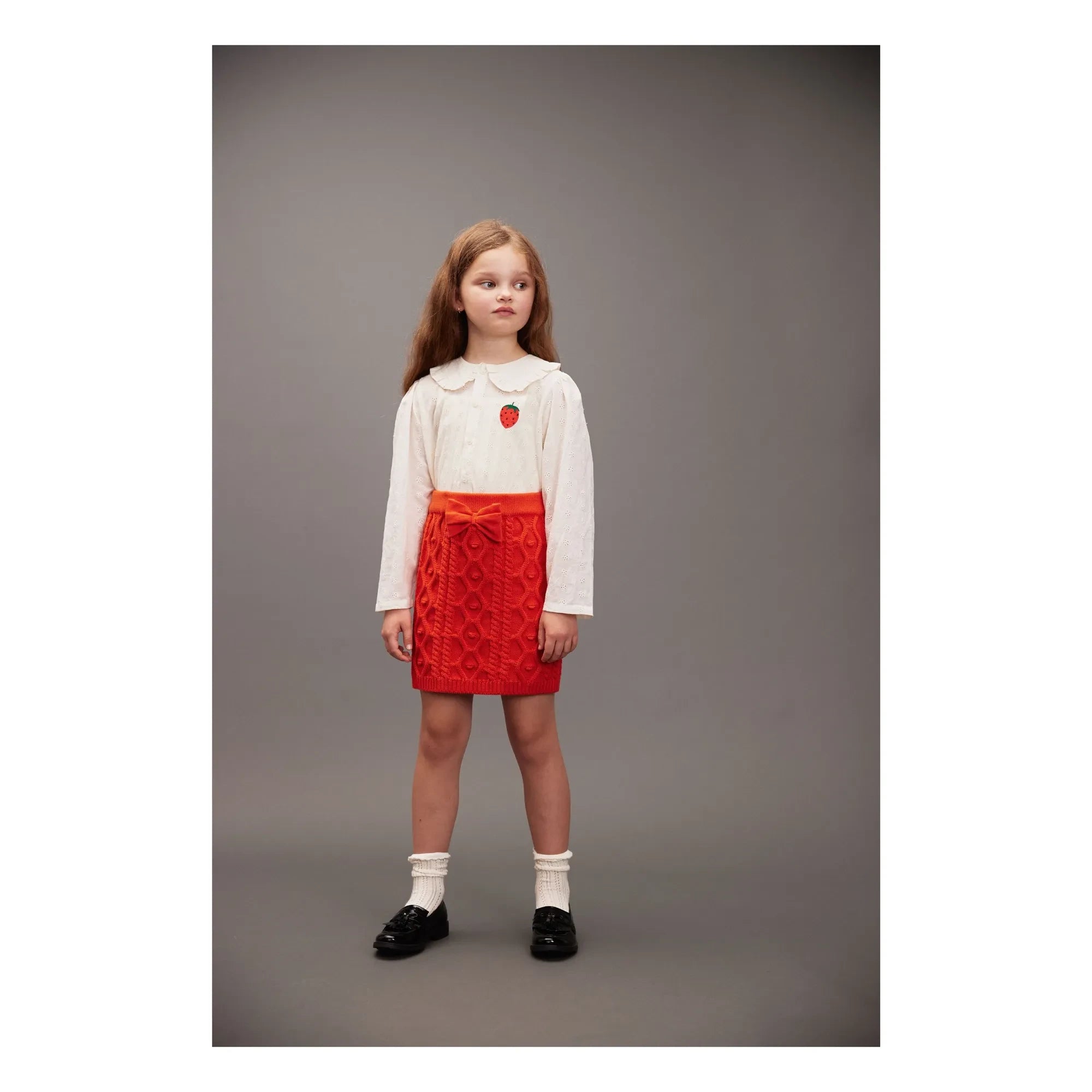 Mini Rodini - Blusa de algodón orgánico con fresas | Blanca