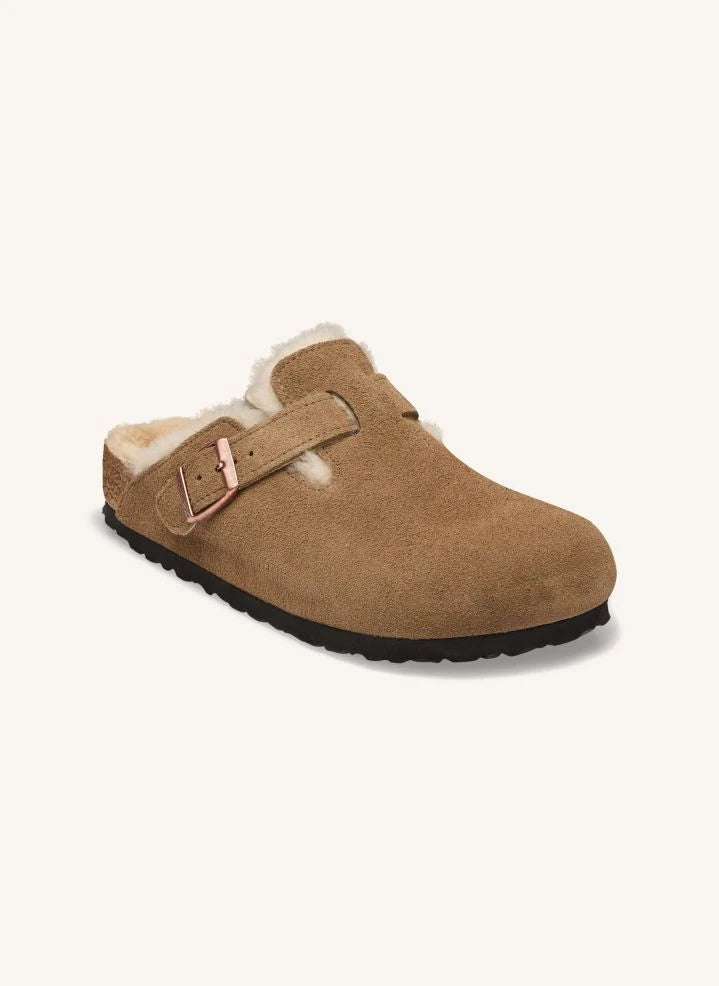 BIRKENSTOCK - Zapatillas de Suede de Piel de Cordero Boston | Marrón topo