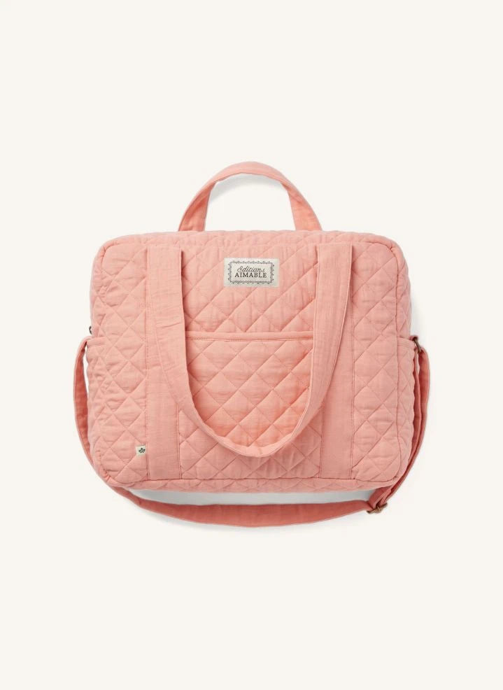 Editions Aimable - Bolsa de cuidado para bebés Suzanne | Gasa Vieja Rosa