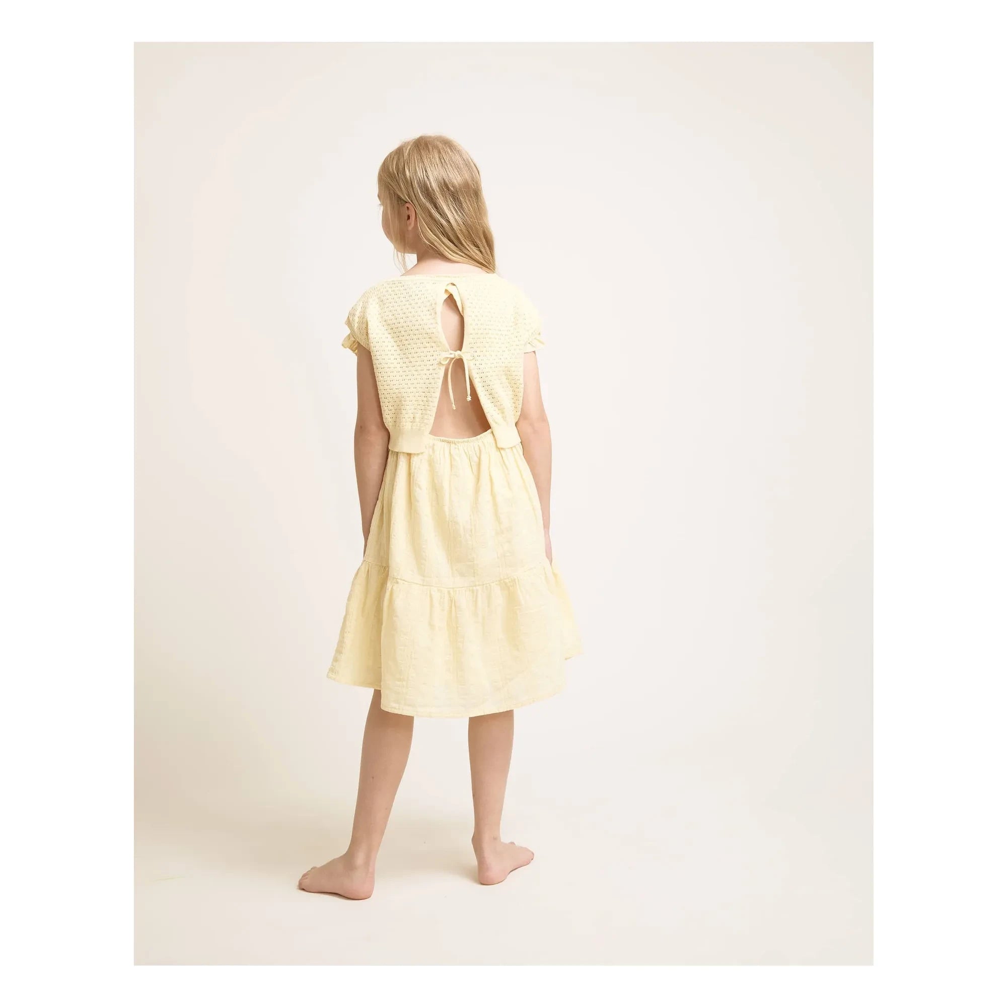 Búho - Vestido sin espalda de vual de algodón Lurex | Amarillo