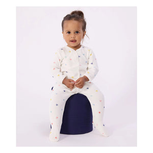 Petit Bateau - Pijama de terciopelo con corazones | Blanco