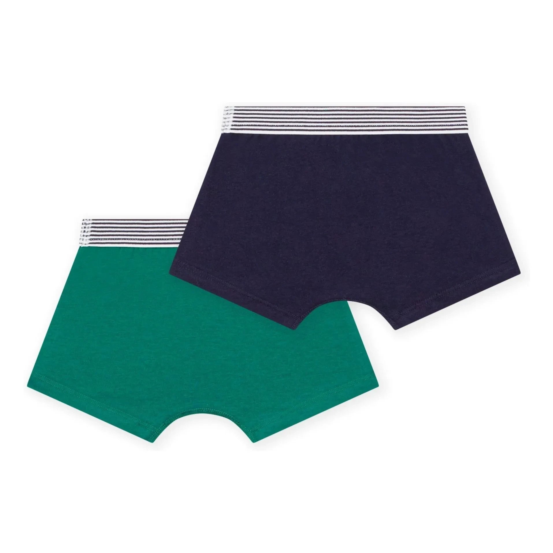 Petit Bateau - 2'li Çizgili Organik Pamuklu Boxer Slip | Yeşil