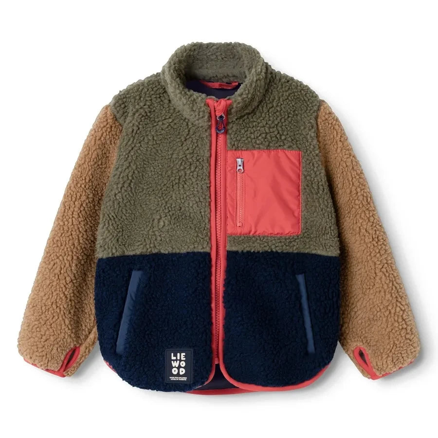 Liewood - Nolan Chaqueta estilo sherpa en bloques de color hecha con fibras recicladas | Kaki