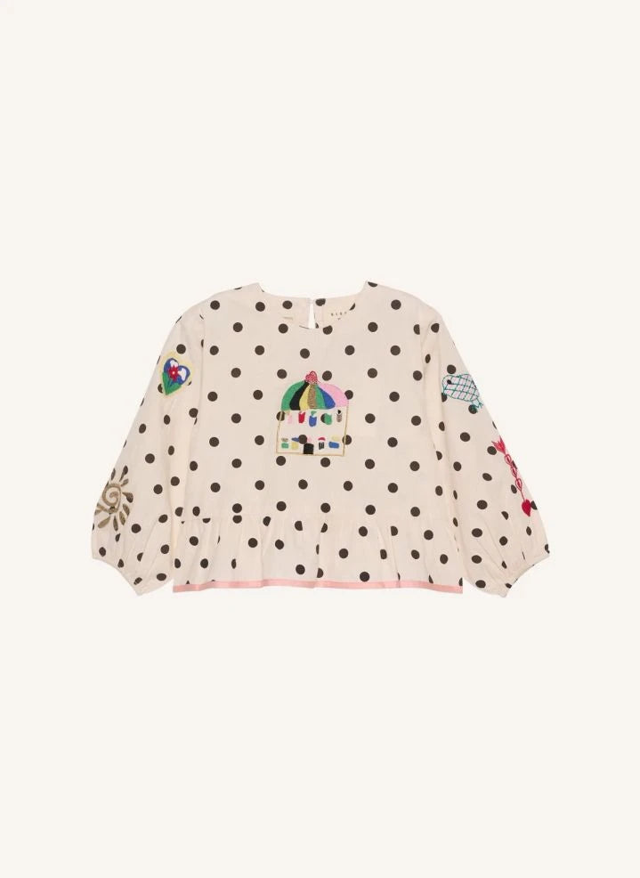 SISSEL EDELBO - Blusa Diana Pois Algodón Orgánico - Colección Infantil | Crema
